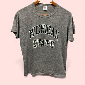 Vintage 80’s Russell Athletic gym gray Michigan State broken in t-shirt soft